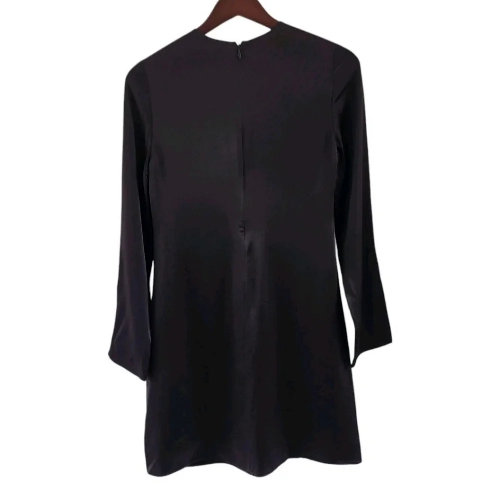 Banana Republic Black Abril Silk Mini Dress Slit Sleeves Womens Size XXS NEW - Picture 7 of 11